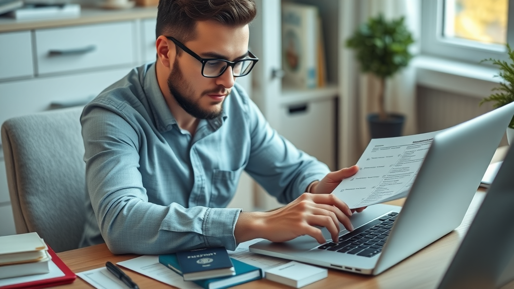 Organized workspace with checklists, passports, and laptop for international relocation research | overseas moving guide