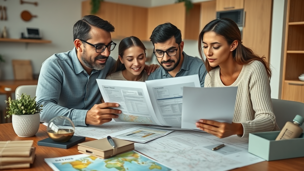 moving out of the united states: Family organizing visa paperwork for international move, travel preparation at home